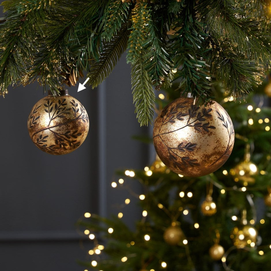 Rustic Gold Etched Ornaments