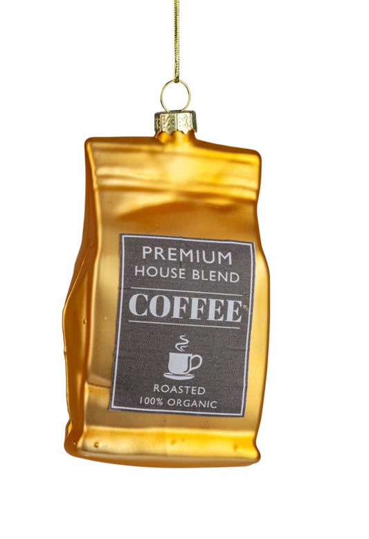 Glass Coffee Beans Bag Ornament