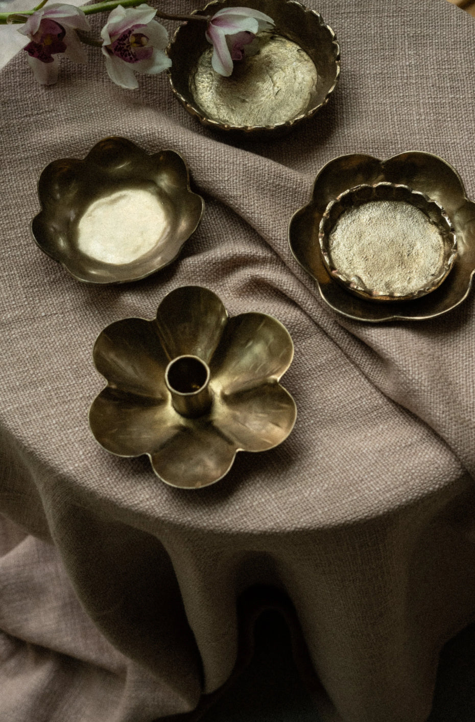 Forged Flower Gold Candle Holder