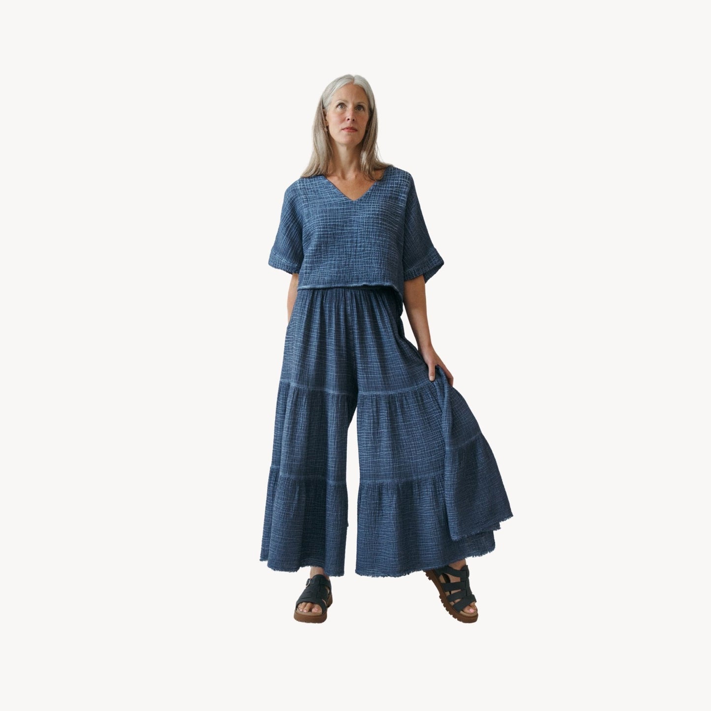 Crinkle Skirt Pants - Pokoloko