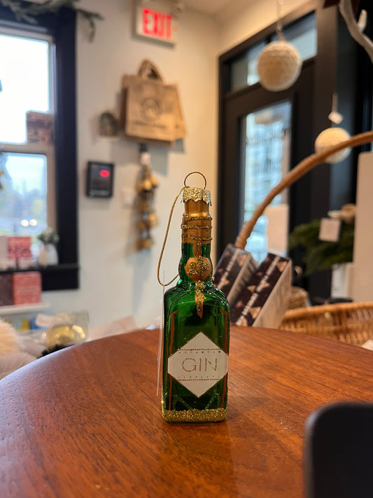 Green Gin Ornament Gold Glitter