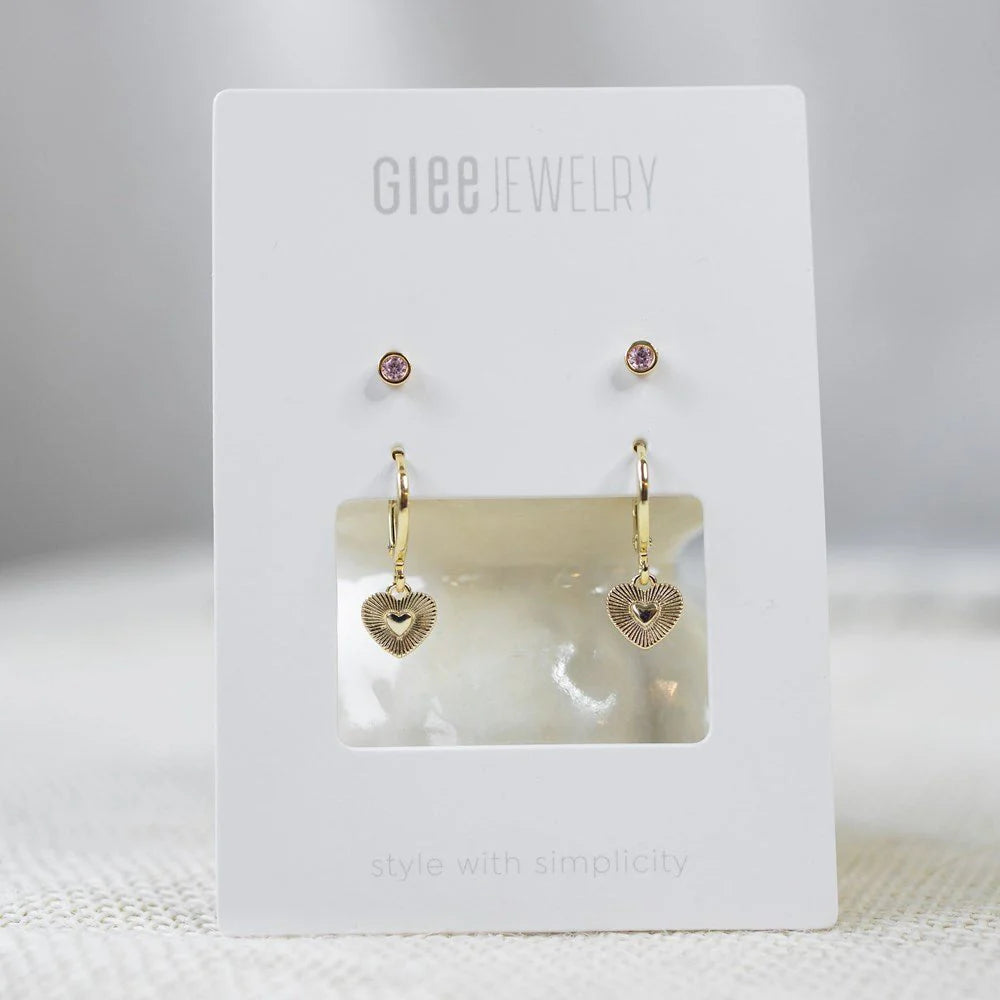 Sweetheart Duet Earrings Set - Square