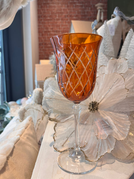 Crystal Julia Amber Vintage Wine Glass