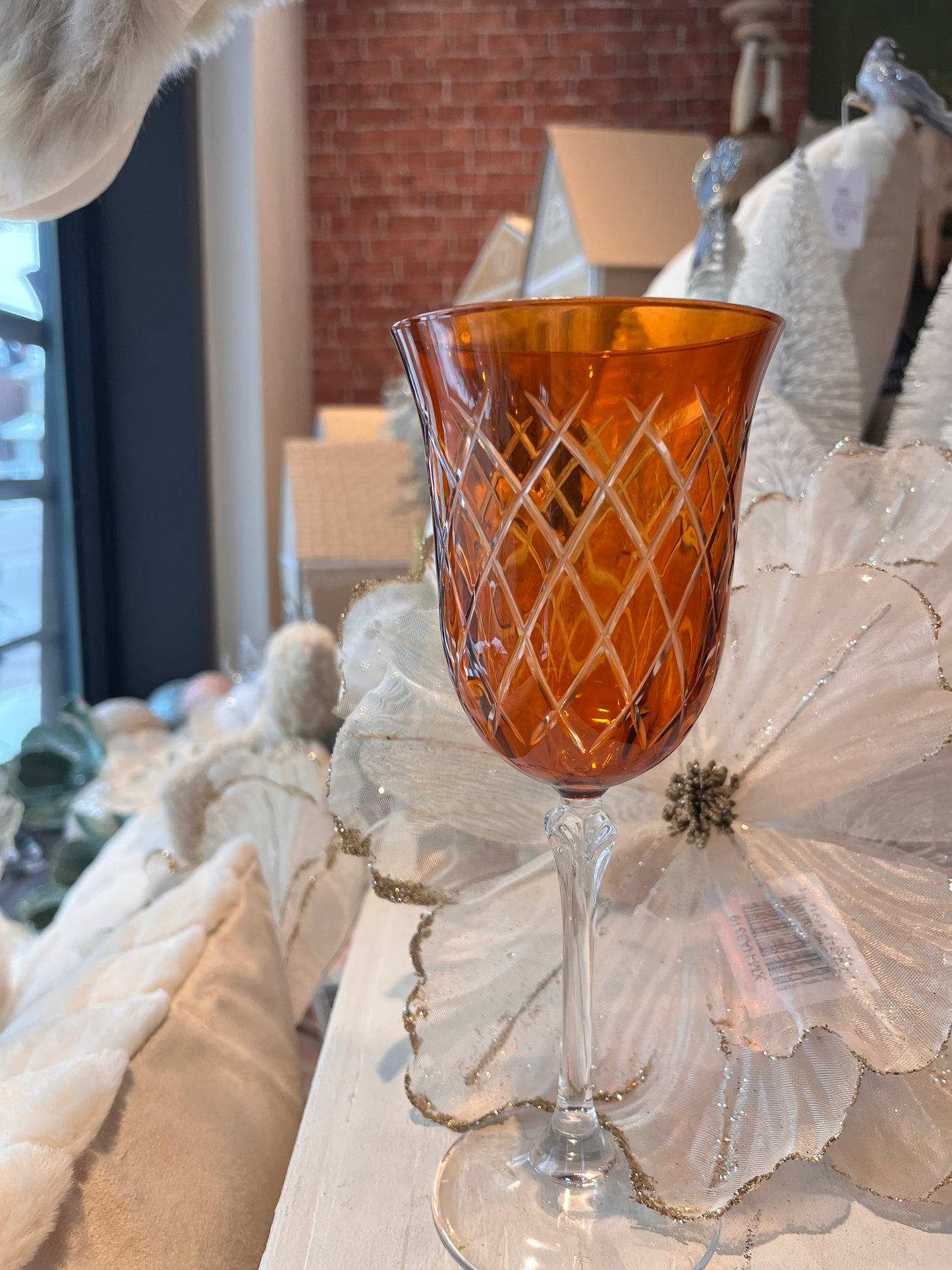 Crystal Julia Amber Vintage Wine Glass