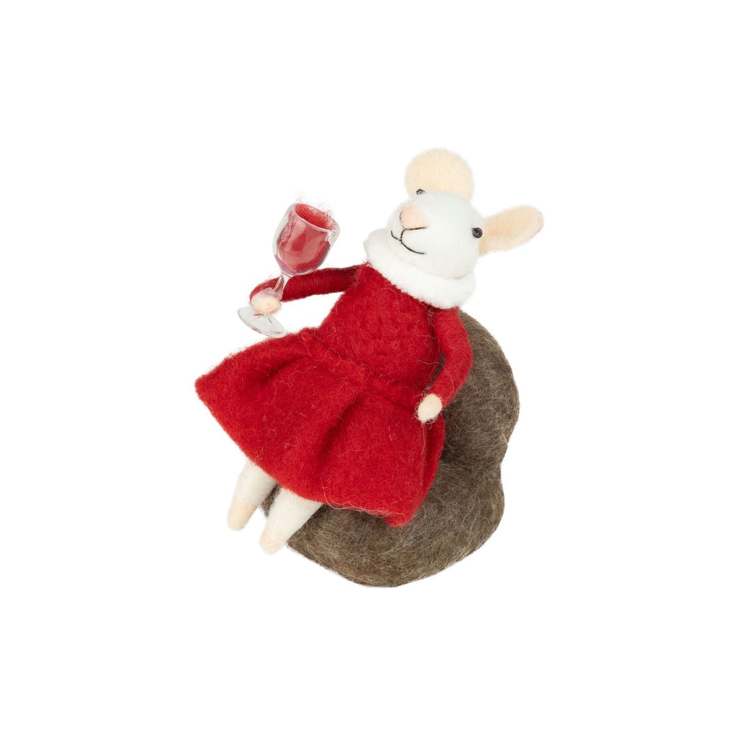 Felt mouse wearing Santa Dress Ornament
