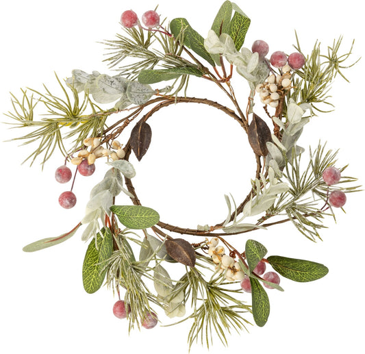 Small candle ring, Small red Barries with greenery