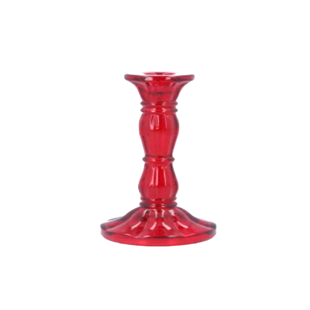 Red Molded Glass Taper Holder, 6 in 6