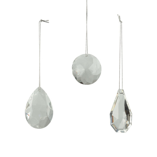 Facetted Clear Glass Drop Ornaments