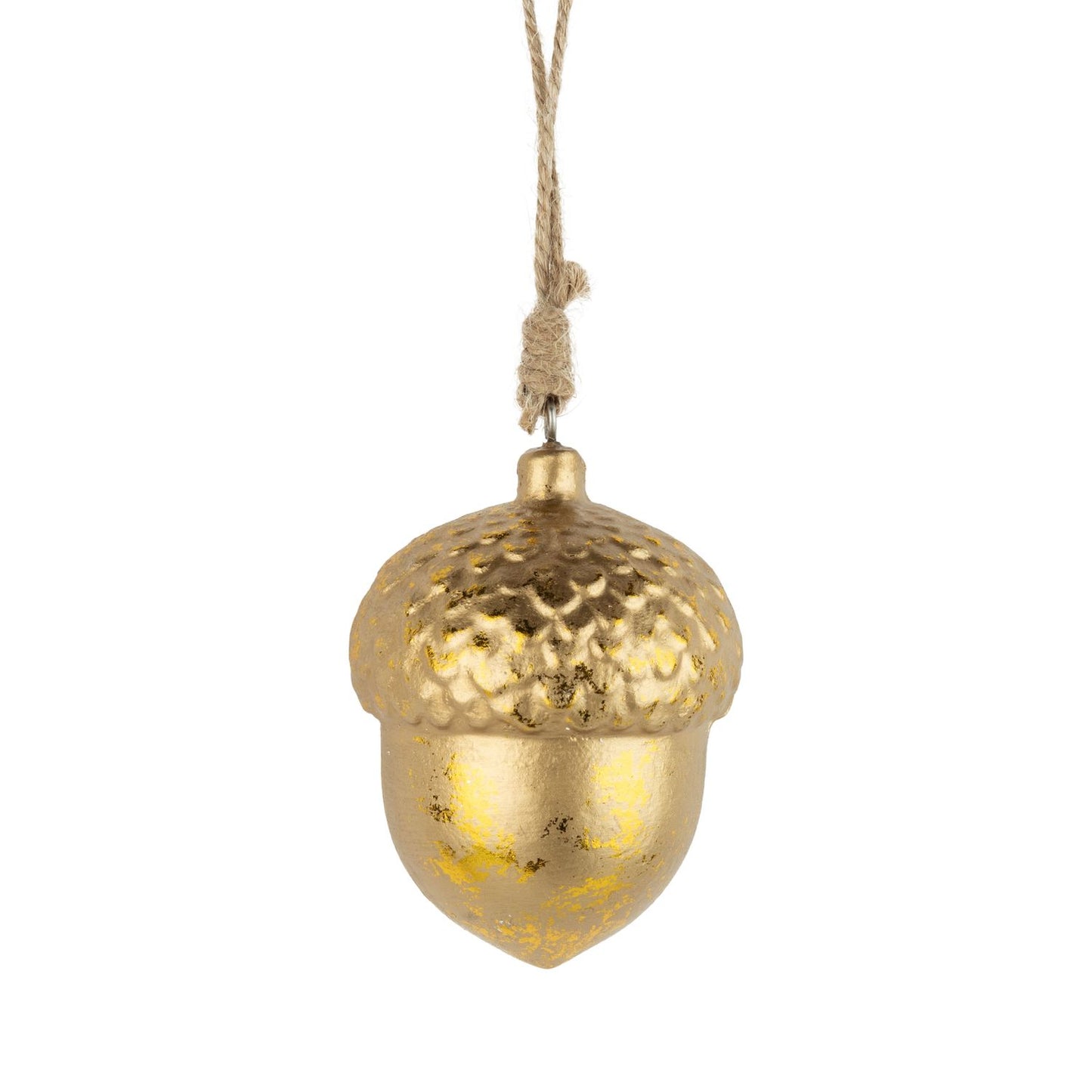 Hollow wood Gold Acorn Ornament, Small