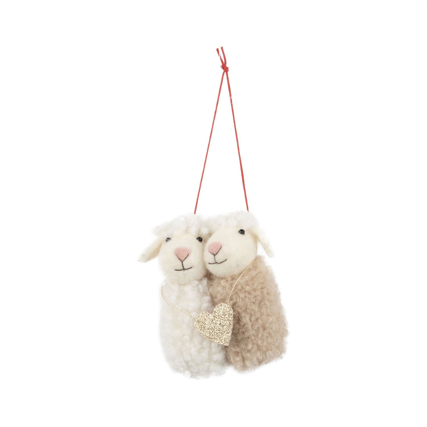 Felt Sheep Couple Ornament