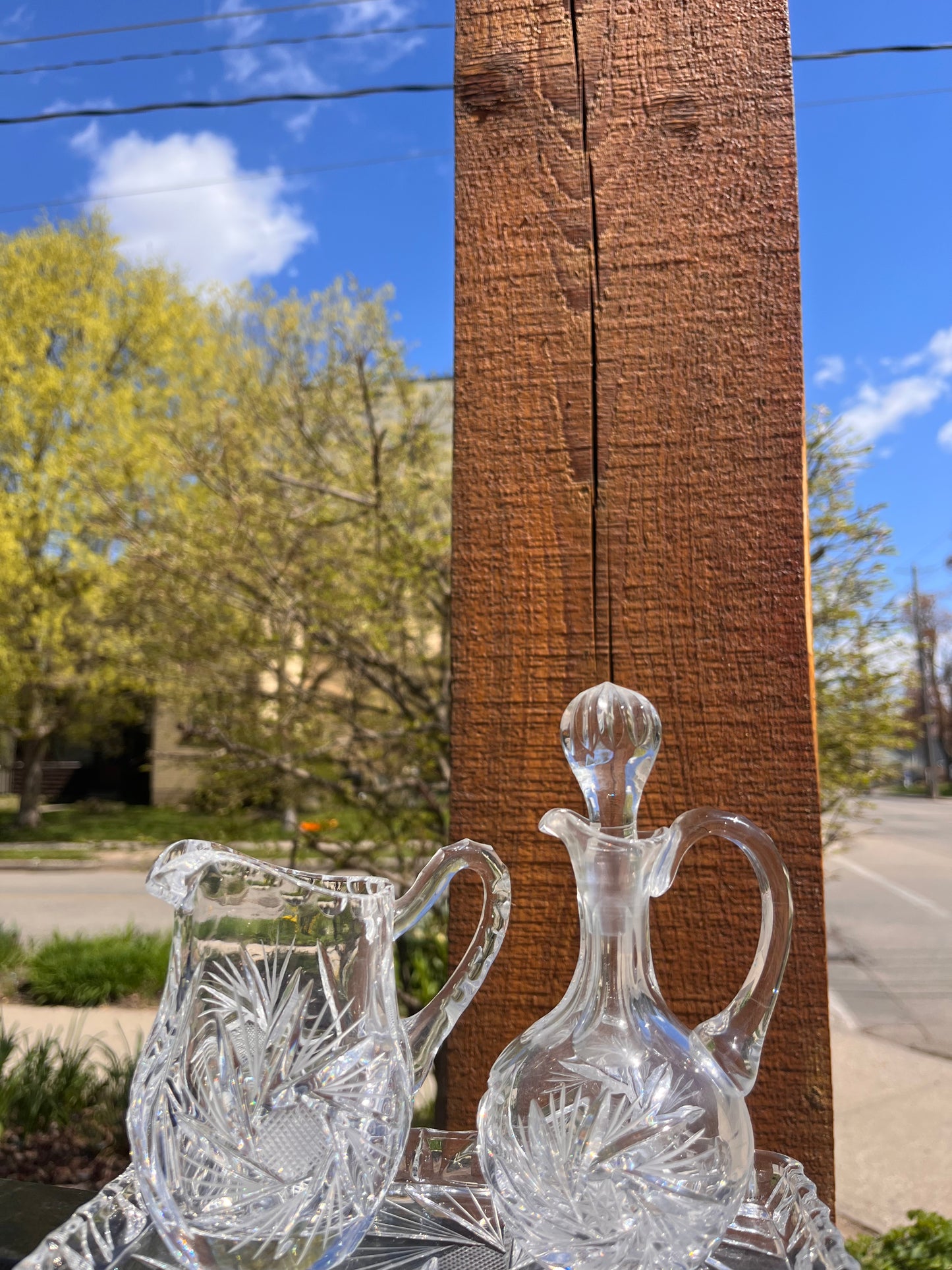 Vintage Crystal Cream & Sugar Set