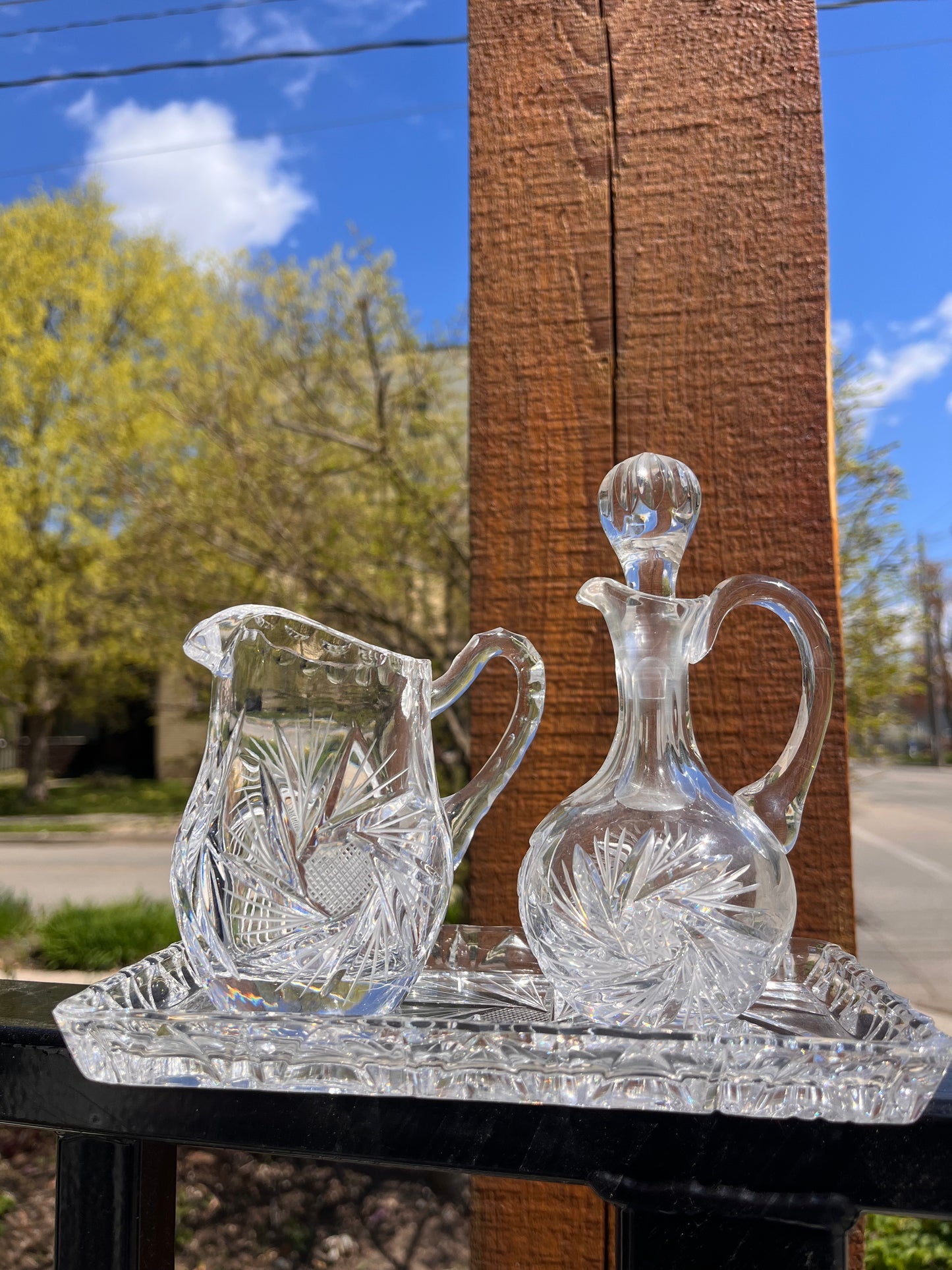 Vintage Crystal Cream & Sugar Set