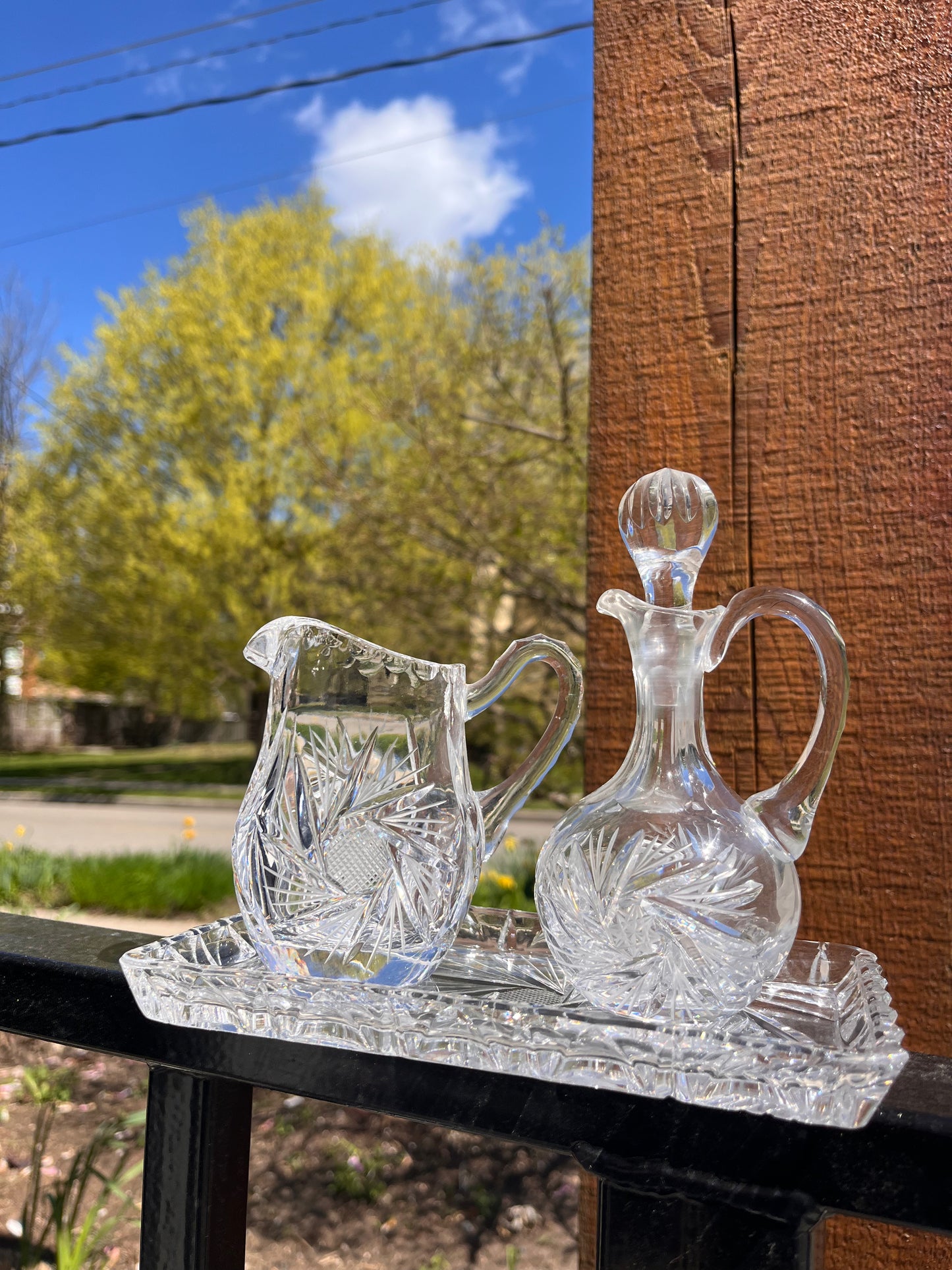 Vintage Crystal Cream & Sugar Set
