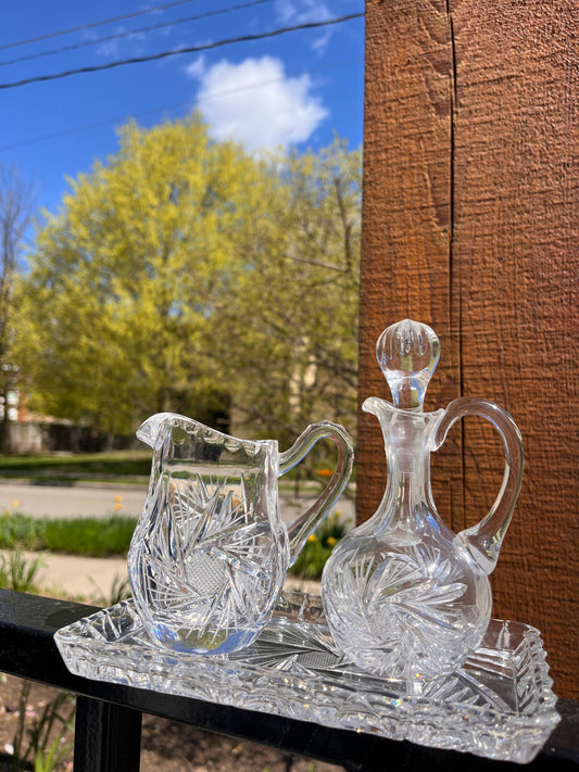 Vintage Crystal Cream & Sugar Set