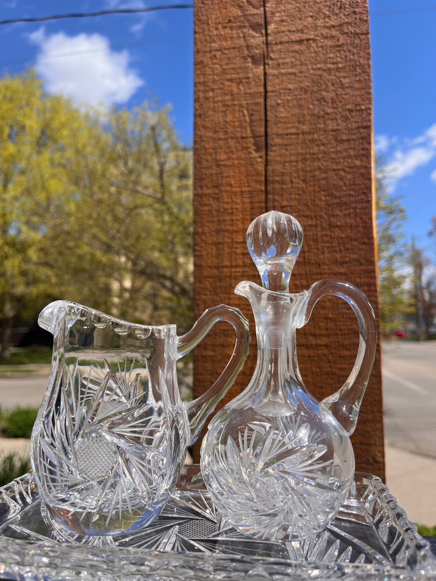 Vintage Crystal Cream & Sugar Set