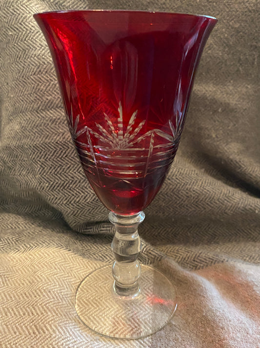 Bohemian Ruby Red Flash Cut Goblets