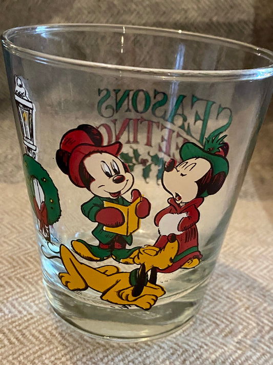 Vintage Collectible Disney Minnie & Mickey Christmas Glass