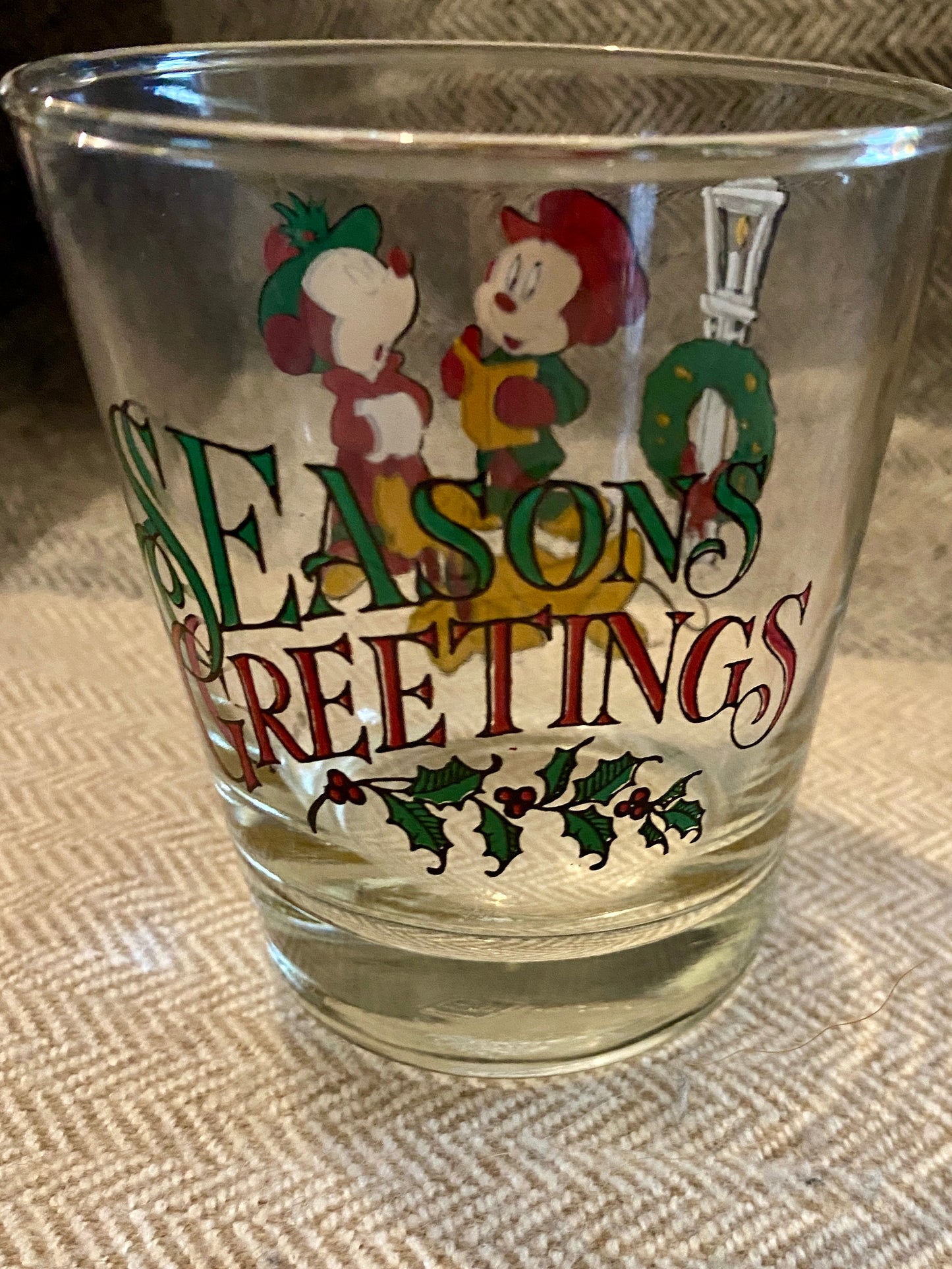 Vintage Collectible Disney Minnie & Mickey Christmas Glass