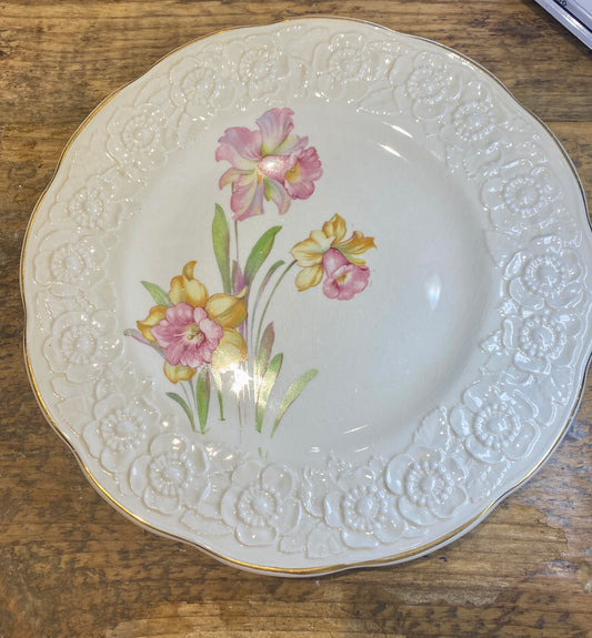 Set of Seven Vintage China Plates & Platter Pastel Daffodils