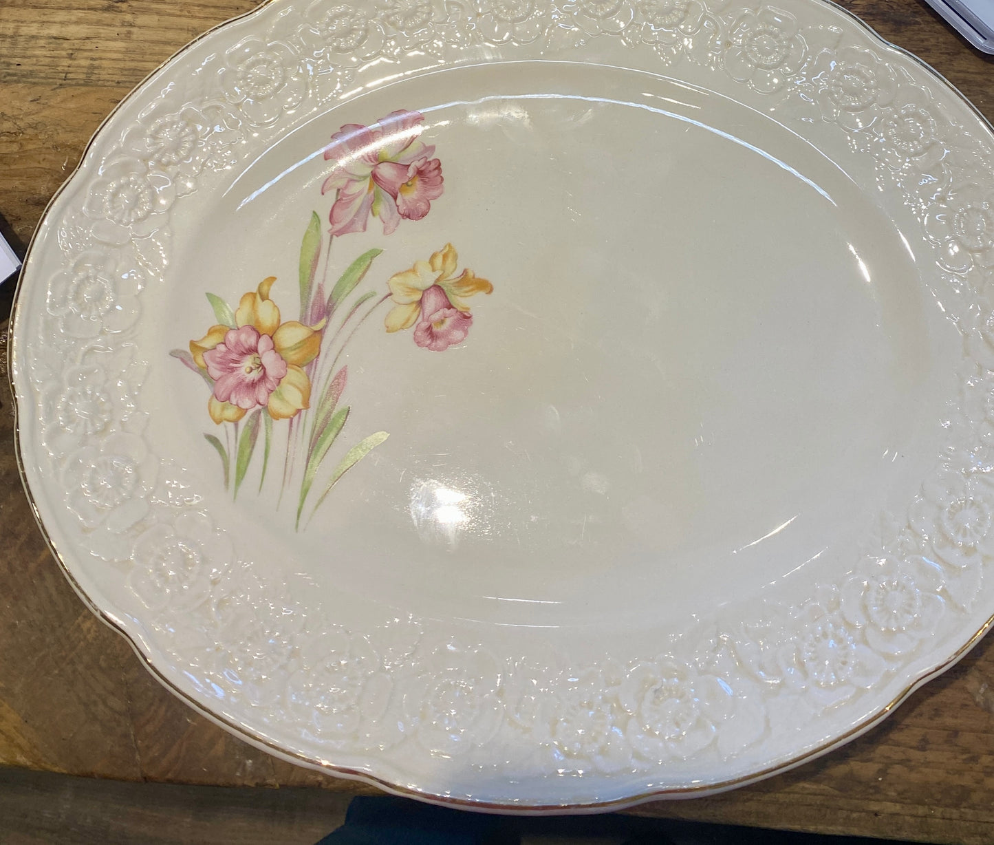 Set of Seven Vintage China Plates & Platter Pastel Daffodils
