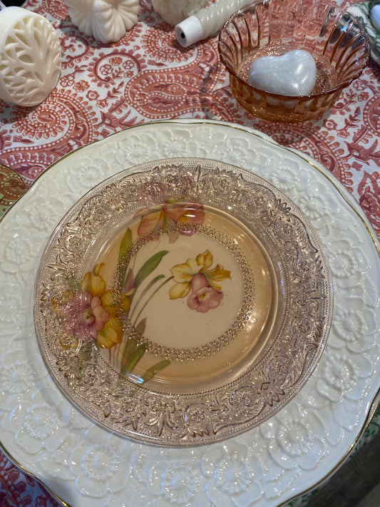 Vintage KIG Indonesia Pink Glass Dishes