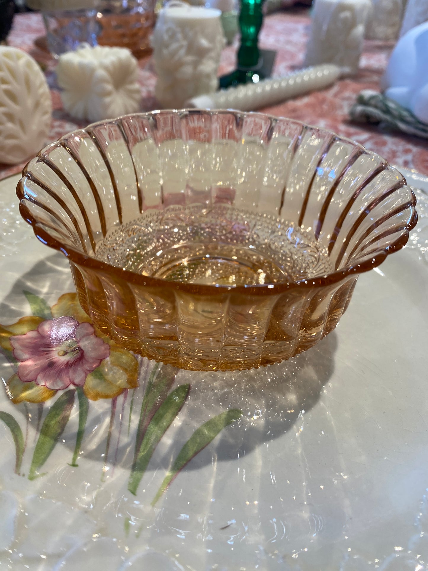 Vintage KIG Indonesia Pink Glass Dishes