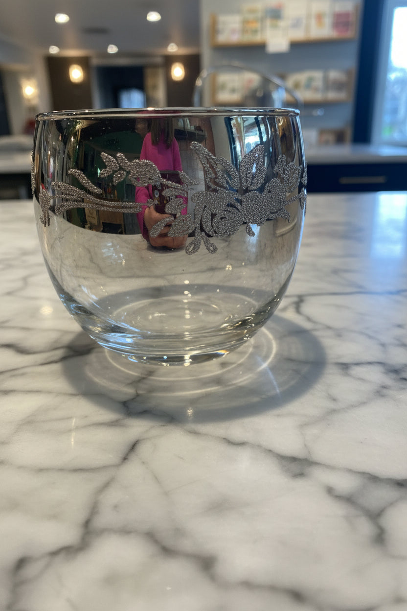 MCM Lowball Glass Set with Chrome Caddy