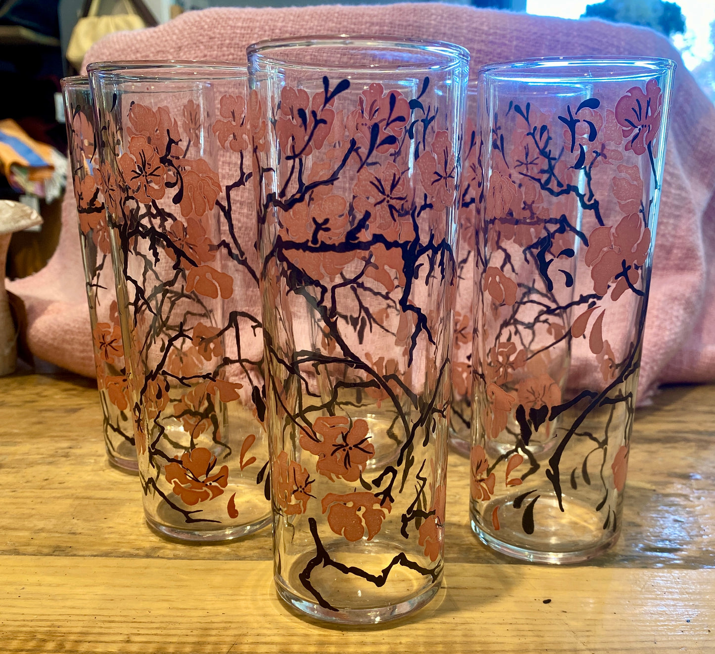 Cherry Blossom MCM Collectible Highball Glasses