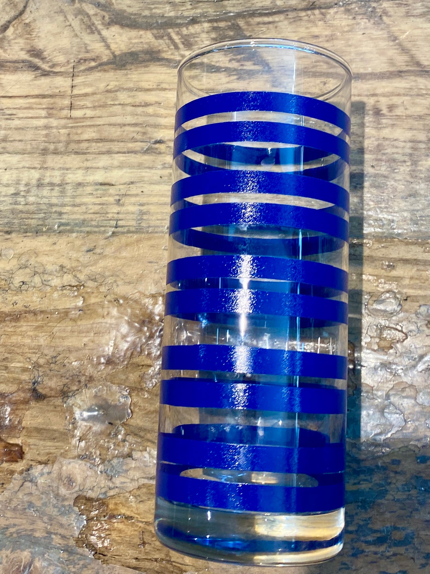 Blue Striped Vintage MCM Highballs