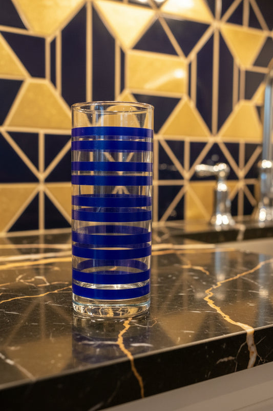 Blue Striped Vintage MCM Highballs