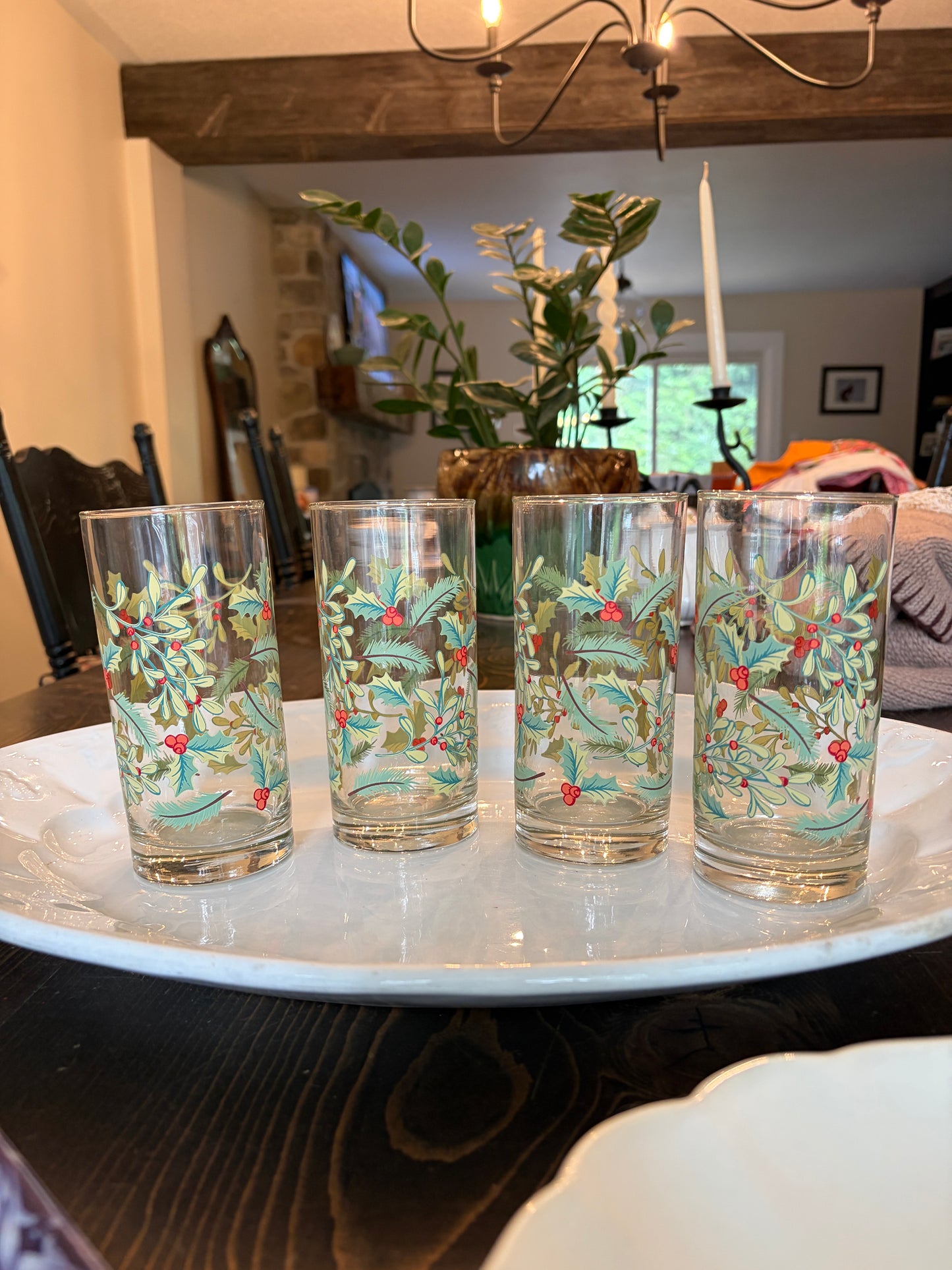 Vintage Libbey Holly Berry Christmas Tumblers