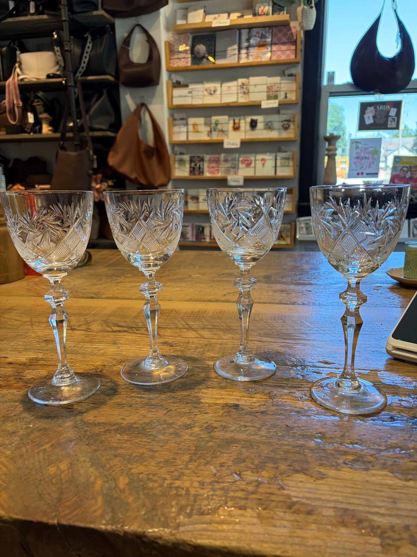Cut Crystal Vintage Wine Goblets