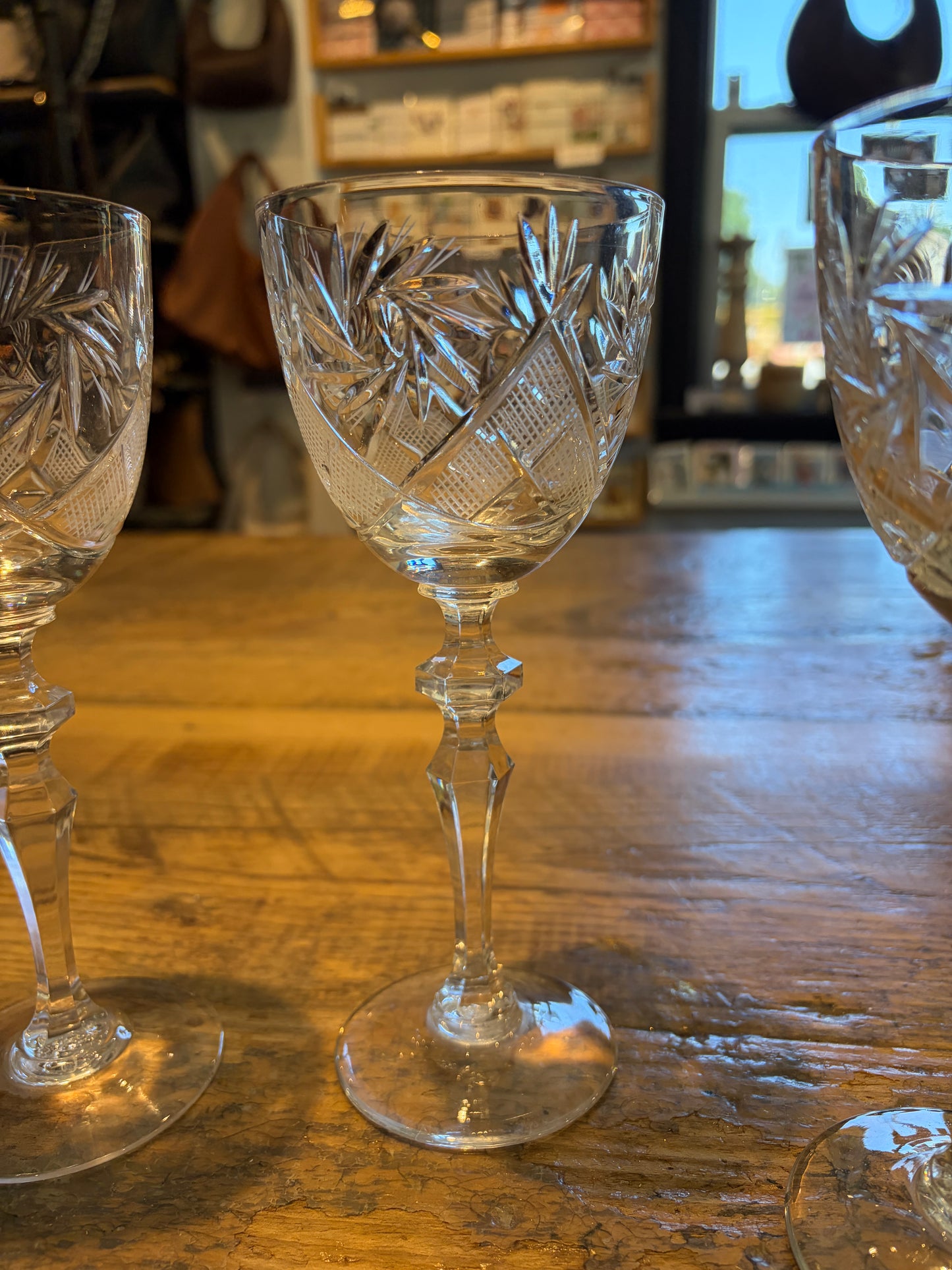 Cut Crystal Vintage Wine Goblets