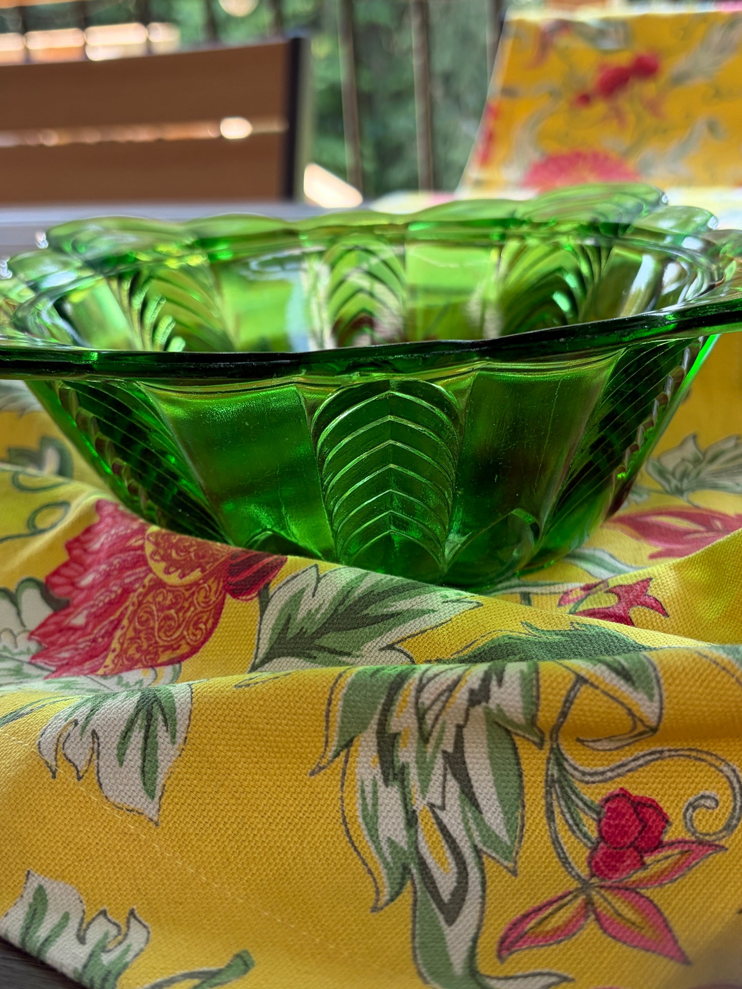 Green Depression Glass Bowl