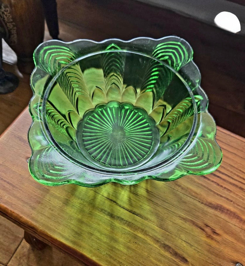 Green Depression Glass Bowl