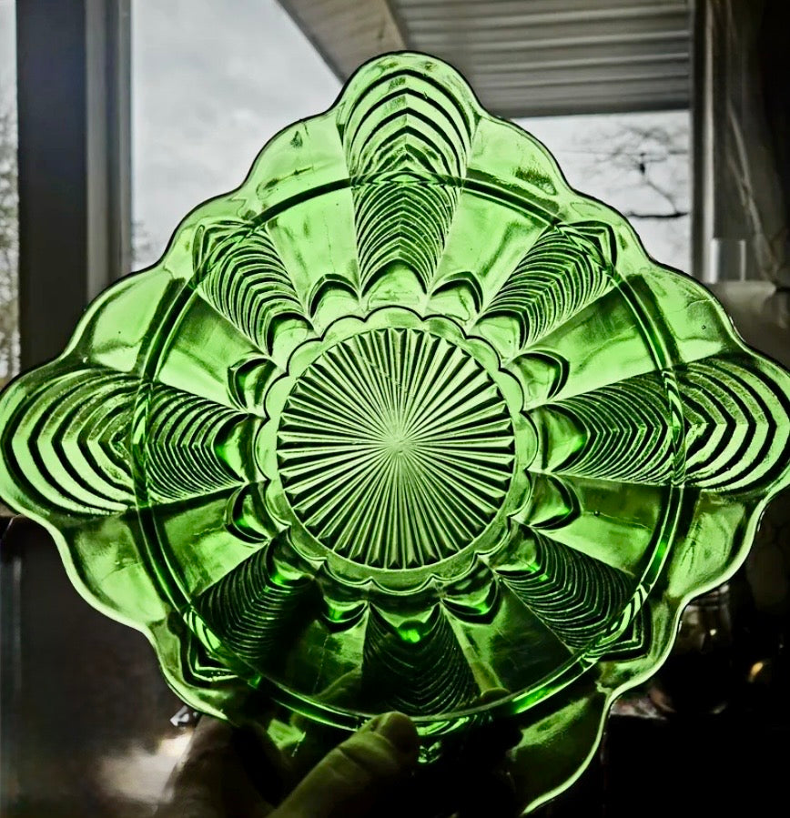 Green Depression Glass Bowl