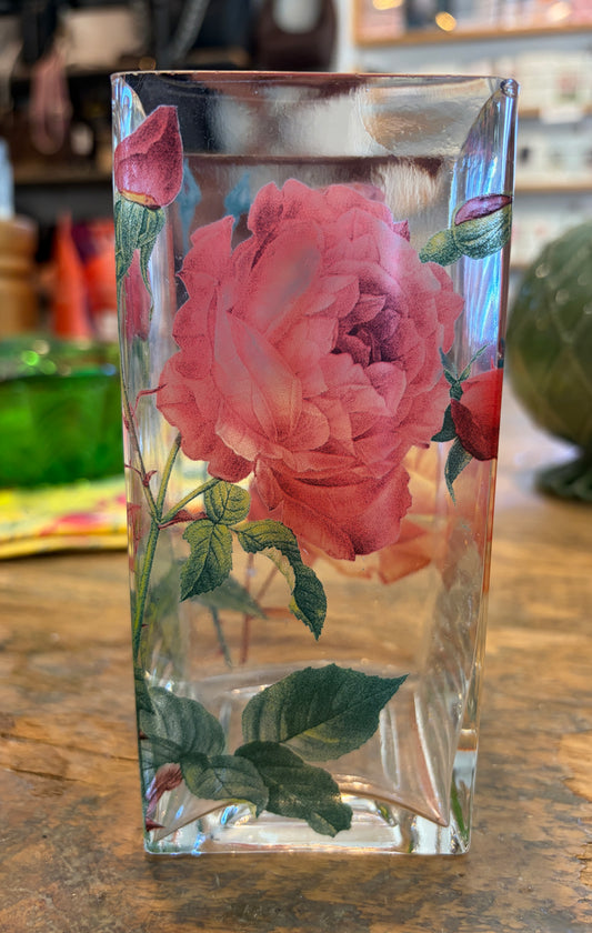 Rectangular Glass Rose Vase