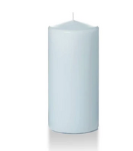 Load image into Gallery viewer, Pale blue coloured six inch tall pillar candle shown for sale on a white background.
