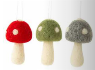 Mini Felt Mushroom Ornaments
