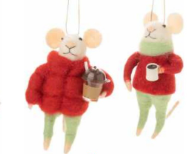 Felted wool Mouse Ornament - red puffer or sweater