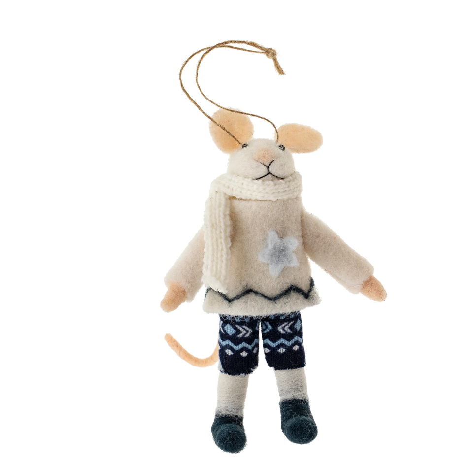 Icelandic Ian Felted Mouse Ornament