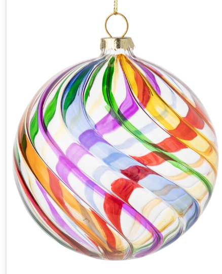 Rainbow swirl glass balll ornament