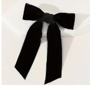 Black French Velvet Bow Hair Clip