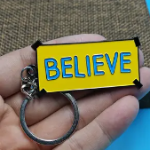 Believe Inspirational Metal Enamel Keychain