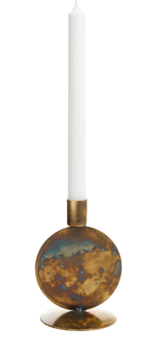 Candle Holder Iron Antique Brass 4x5.5