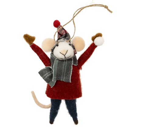 Snowball Spencer Felted Mouse Ornament
