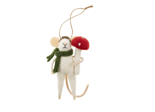 Foraging Franklin Felted Mouse Ornament