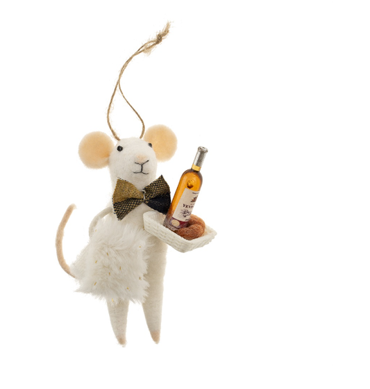 Sommelier Felted Mouse Ornament