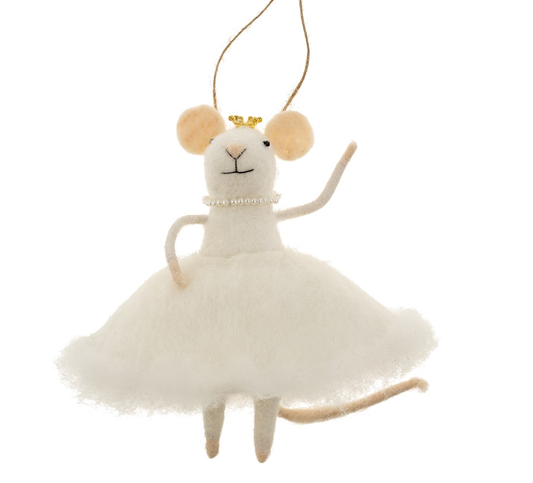 Snow Princess Felted Mouse Ornament