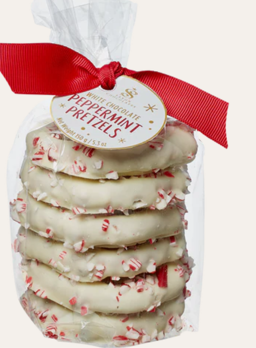 White Chocolate Peppermint Pretzels